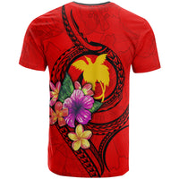Papua New Guinea Polynesian Custom T shirt Floral With Seal Red - Polynesian Pride