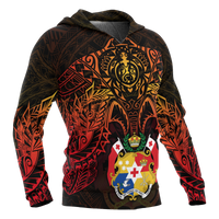Tonga Polynesian Hoodie Red Manta Ray - Polynesian Pride