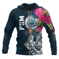 Federated States of Micronesia Zip up Hoodie Summer Vibes Unisex Blue - Polynesian Pride