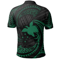 Papua New Guinea Polynesian Custom Polo Shirt Green Tribal Wave - Polynesian Pride