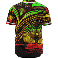 Papua New Guinea Baseball Shirt - Reggae Color Cross Style - Polynesian Pride