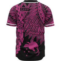 Papua New Guinea Polynesian Custom Personalised Baseball Shirt - Tribal Wave Tattoo Pink - Polynesian Pride