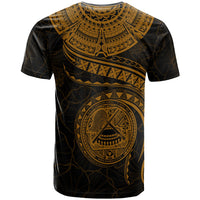 American Samoa Polynesian Custom T Shirt American Samoan Waves (Golden) - Polynesian Pride