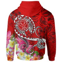 Hawaii Hoodie Turtle Plumeria Polynesian Tattoo Red Color - Polynesian Pride