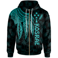 Kosrae Zip up Hoodie Polynesian Wings (Turquoise) Unisex Turquoise - Polynesian Pride