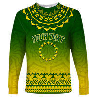 (Custom Personalised) Cook Islands Turtle With Tribal Long Sleeve Shirt - LT12 Unisex Green - Polynesian Pride