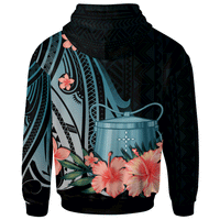 Tokelau Hoodie Turquoise Polynesian Hibiscus Pattern Style - Polynesian Pride