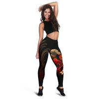 Tahiti Polynesian Women's Leggings - Plumeria Flowers And Waves - Polynesian Pride