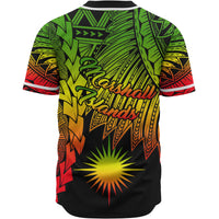 Marshall Islands Polynesian Custom Personalised Baseball Shirt - Tribal Wave Tattoo Reggae - Polynesian Pride
