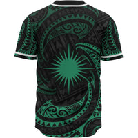 Marshall Islands Polynesian Baseball Shirt - Green Tribal Wave - Polynesian Pride