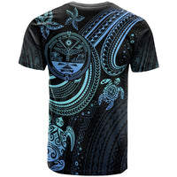 Marshall Islands Custom T shirt Coat Of Arm with Blue Turtle - Polynesian Pride