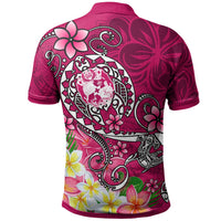 Tonga Polo Shirt Turtle Plumeria (PINK) - Polynesian Pride