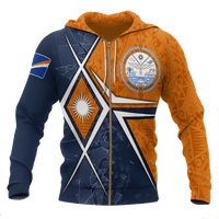 Marshall Islands Zip up Hoodie Marshall Islands Flag with Polynesian Patterns Unisex Orange - Polynesian Pride