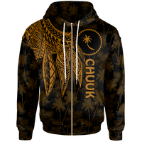 Chuuk Zip up Hoodie Polynesian Wings (Golden) Unisex Golden - Polynesian Pride