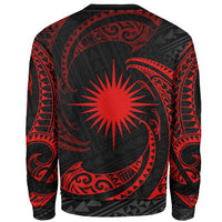 Marshall Islands Polynesian Custom Personalised Sweater - Red Tribal Wave - Polynesian Pride