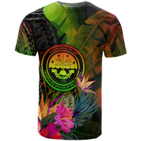 Federated States of Micronesia Polynesian T Shirt Hibiscus and Banana Leaves - Polynesian Pride