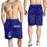 Guam Men's Short - Guam Seal With Polynesian Tattoo Style (Blue) - Polynesian Pride