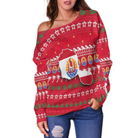 Tahiti Christmas Women Off Shoulder Sweater - Ugly Christmas - LT12 - Polynesian Pride