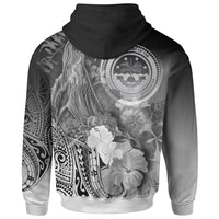Fsm Hoodie Humpback Whale with Tropical Flowers (White) - Polynesian Pride