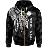 Marshall Islands Zip up Hoodie Polynesian Wings (White) Unisex White - Polynesian Pride
