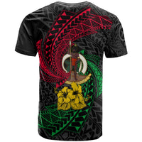 Vanuatu T Shirt Flag Spiral Pattern Hibiscus - Polynesian Pride