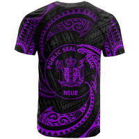 Niue Polynesian Custom T Shirt Purple Tribal Wave - Polynesian Pride