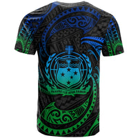 Samoa Polynesian T Shirt Blue Tribal Wave Ver.02 - Polynesian Pride