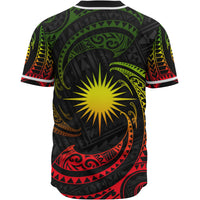 Marshall Islands Polynesian Custom Personalised Baseball Shirt - Reggae Tribal Wave - Polynesian Pride