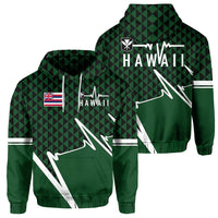 Kakau Hawaii In My Heartbeat Flag of Hawaii Zip Hoodie Green Unisex Green - Polynesian Pride