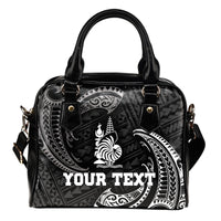 New Caledonia Polynesian Custom Personalised Shoulder Handbag - White Tribal Wave One Size Black - Polynesian Pride