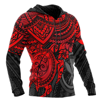 Polynesian Hawaii Hoodie Red Turtle - Polynesian Pride