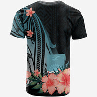 Kiribati T Shirt Turquoise Polynesian Hibiscus Pattern Style - Polynesian Pride