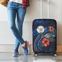 Niue Polynesian Luggage Cover - Blue Turtle Hibiscus - Polynesian Pride