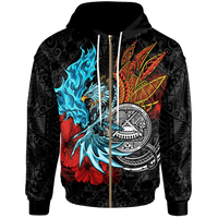 American Samoa Zip up Hoodie Polyensian Eagle Unisex Black - Polynesian Pride