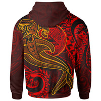 American Samoa Zip up Hoodie Red Shark Polynesian Tattoo - Polynesian Pride