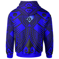 Yap Custom Hoodie Blue Seal with Polynesian Tattoo - Polynesian Pride