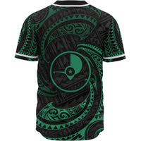 Yap Polynesian Custom Personalised Baseball Shirt - Green Tribal Wave - Polynesian Pride