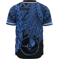 Yap Polynesian Baseball Shirt - Tribal Wave Tattoo Blue - Polynesian Pride