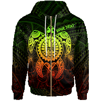 Tahiti Polynesian Custom Zip up Hoodie Vintage Polynesian Turtle (Reggae) Unisex Reggae - Polynesian Pride