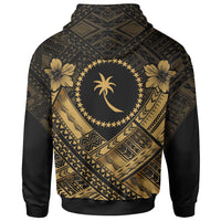 Chuuk Polynesian Zip up Hoodie Chuuk Gold Seal Camisole Hibiscus Style - Polynesian Pride