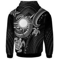 Marshall Islands Custom Zip up Hoodie White Turtle - Polynesian Pride