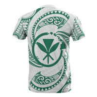 Hawaii Polynesian Custom T Shirt Green & White Tribal Wave LT12 - Polynesian Pride