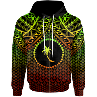 Polynesian Chuuk Zip up Hoodie Reggae Vintage Polynesian Patterns Unisex Reggae - Polynesian Pride