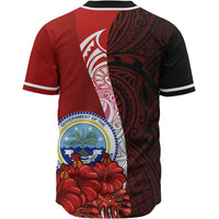 Federated States Of Micronesia Polynesian Baseball Shirt - Coat Of Arm With Hibiscus - Polynesian Pride