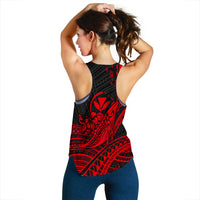 Hawaii Humpback Whale With Hibiscus Tribal Red Women Tank Top - LT12 - Polynesian Pride