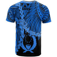 Pohnpei Micronesia Custom T Shirt Tribal Wave Tattoo Blue - Polynesian Pride