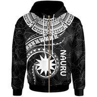 Nauru Polynesian Zip up Hoodie Nauru Waves (White) Unisex White - Polynesian Pride