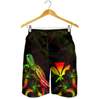Hawaii Polynesian Men's Shorts - Turtle With Blooming Hibiscus Reggae - Polynesian Pride