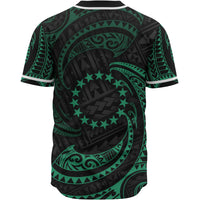 Cook Islands Polynesian Custom Personalised Baseball Shirt - Green Tribal Wave - Polynesian Pride