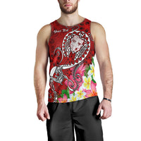 Fiji Custom Personalised Men's Tank Top - Turtle Plumeria (Red) - Polynesian Pride